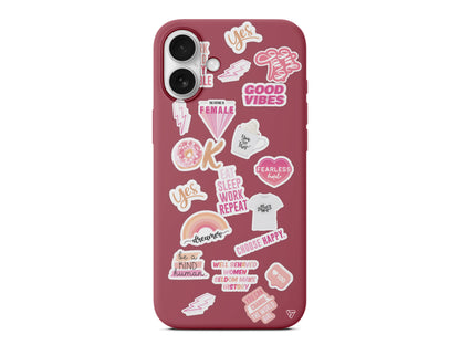 Female Sticker Lansman Model İçi Kadife Silikon Telefon Kılıfı – Plus Serisine Özel