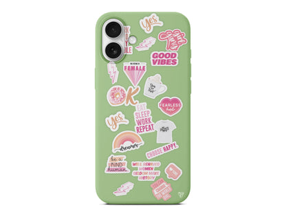 Female Sticker Lansman Model İçi Kadife Silikon Telefon Kılıfı