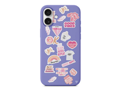 Female Sticker Lansman Model İçi Kadife Silikon Telefon Kılıfı – Plus Serisine Özel