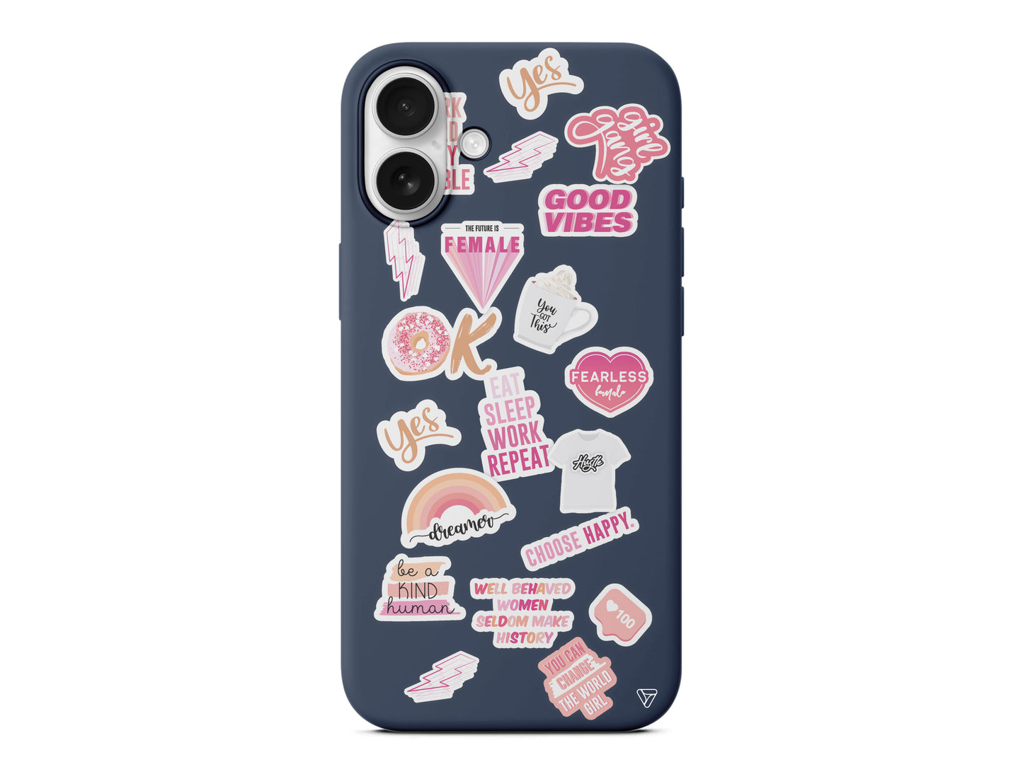 Female Sticker Lansman Model İçi Kadife Silikon Telefon Kılıfı