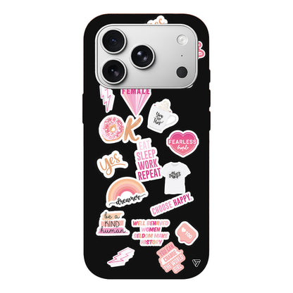 Female Sticker Lansman Model İçi Kadife Silikon Telefon Kılıfı