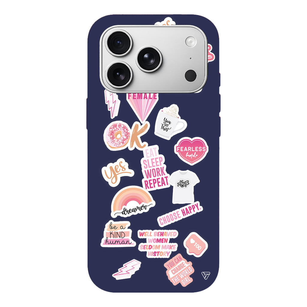 Female Sticker Lansman Model İçi Kadife Silikon Telefon Kılıfı