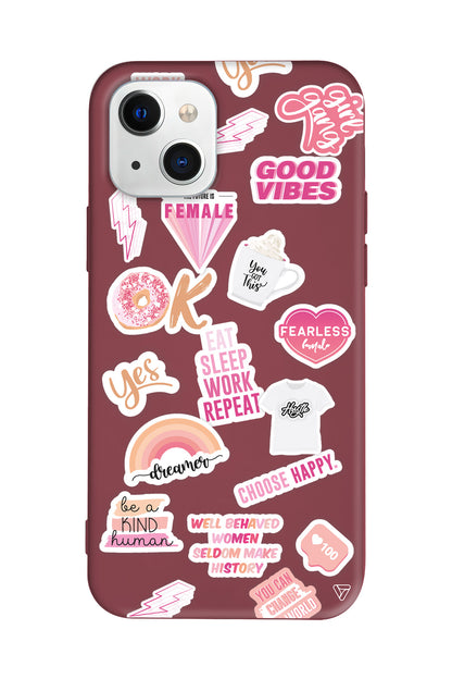 Female Sticker Lansman Model İçi Kadife Silikon Telefon Kılıfı – Plus Serisine Özel