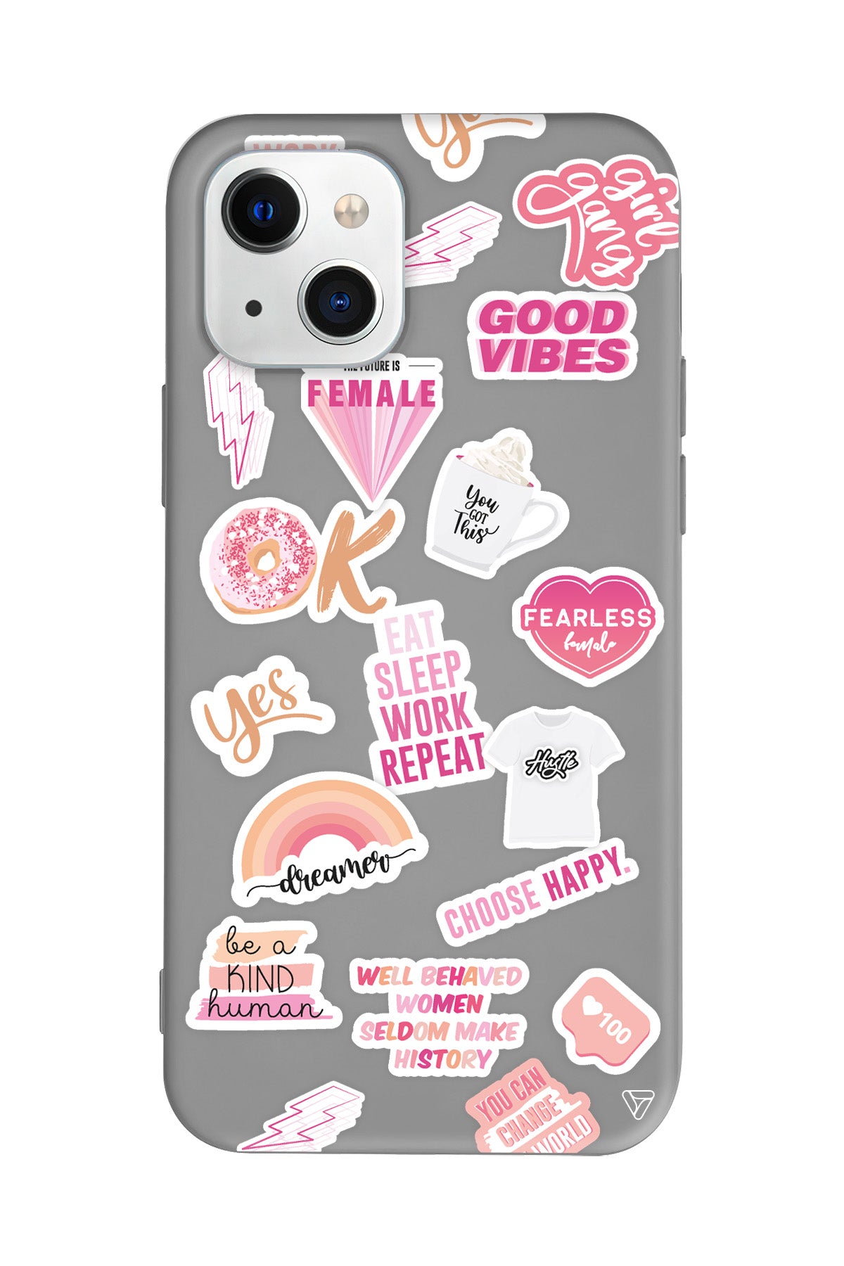 Female Sticker Lansman Model İçi Kadife Silikon Telefon Kılıfı