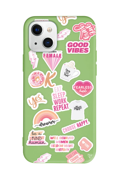 Female Sticker Lansman Model İçi Kadife Silikon Telefon Kılıfı