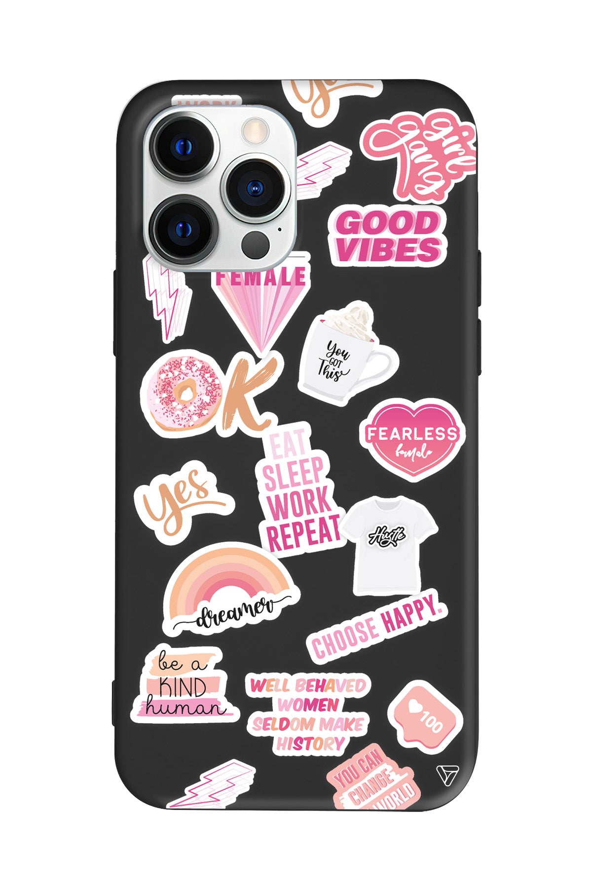 Female Sticker Lansman Model İçi Kadife Silikon Telefon Kılıfı