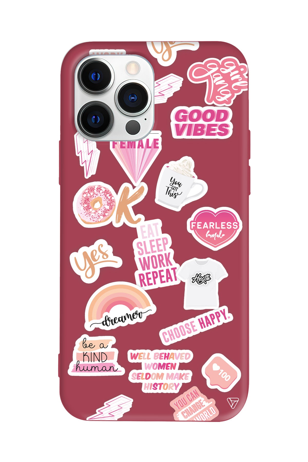 Female Sticker Lansman Model İçi Kadife Silikon Telefon Kılıfı