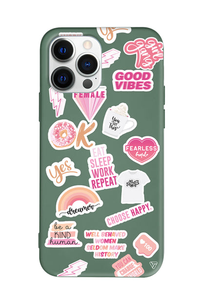 Female Sticker Lansman Model İçi Kadife Silikon Telefon Kılıfı