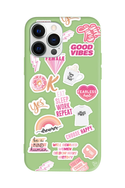 Female Sticker Lansman Model İçi Kadife Silikon Telefon Kılıfı