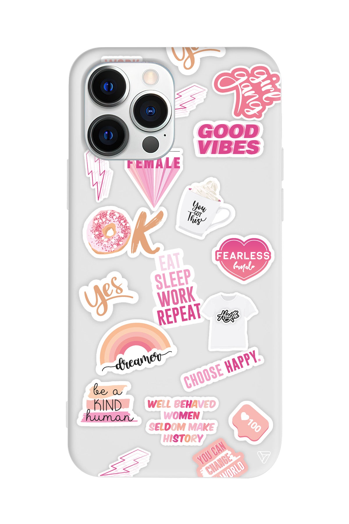 Female Sticker Lansman Model İçi Kadife Silikon Telefon Kılıfı