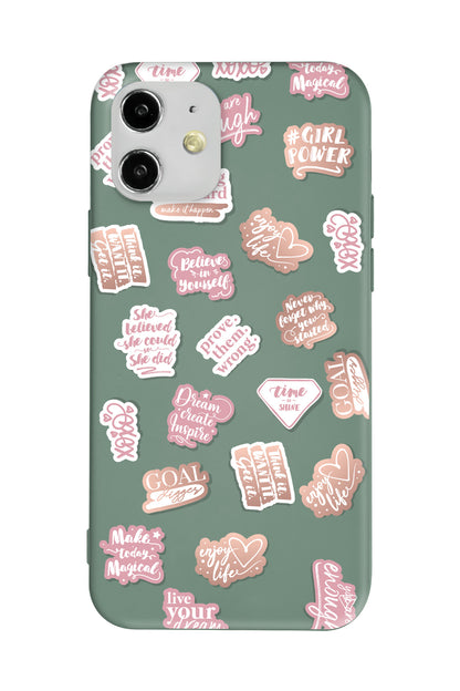 Female Sticker 2 Lansman Model İçi Kadife Silikon Telefon Kılıfı