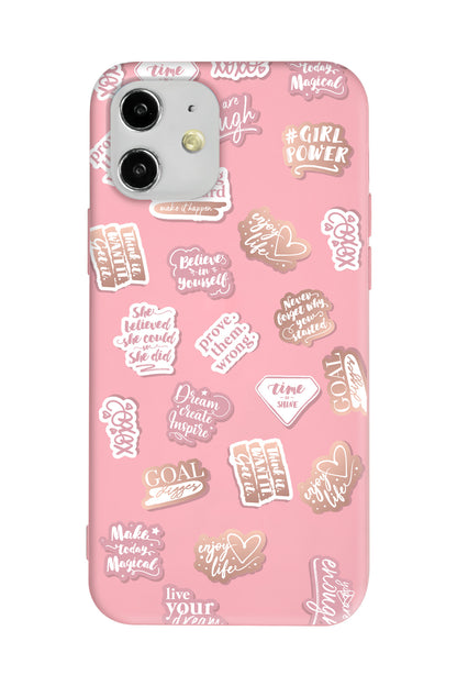 Female Sticker 2 Lansman Model İçi Kadife Silikon Telefon Kılıfı