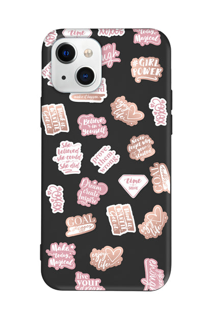 Female Sticker 2 Lansman Model İçi Kadife Silikon Telefon Kılıfı – Plus Serisine Özel