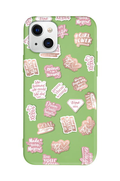 Female Sticker 2 Lansman Model İçi Kadife Silikon Telefon Kılıfı