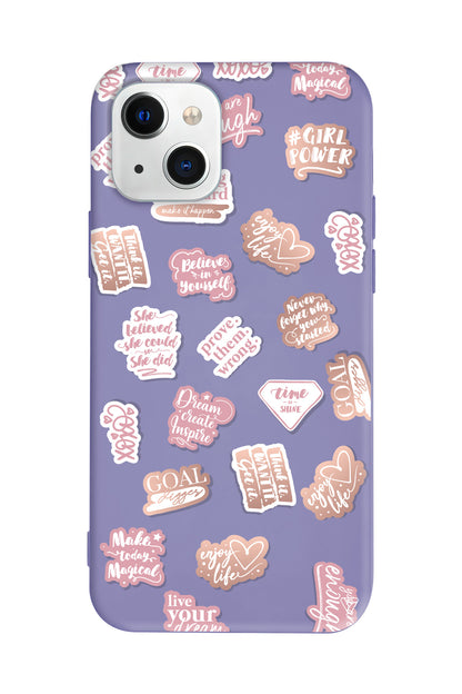 Female Sticker 2 Lansman Model İçi Kadife Silikon Telefon Kılıfı