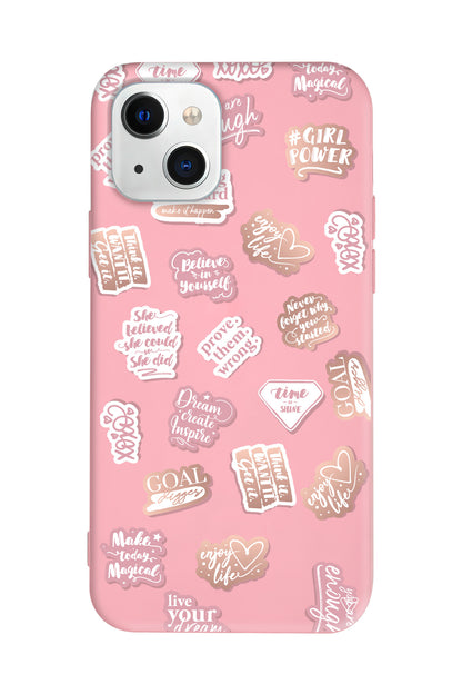 Female Sticker 2 Lansman Model İçi Kadife Silikon Telefon Kılıfı