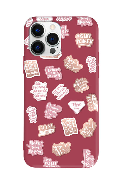 Female Sticker 2 Lansman Model İçi Kadife Silikon Telefon Kılıfı