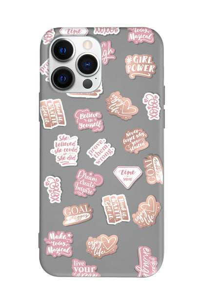 Female Sticker 2 Lansman Model İçi Kadife Silikon Telefon Kılıfı