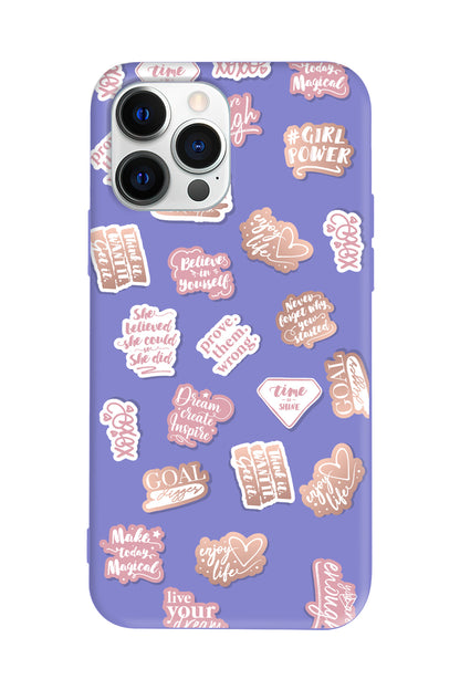 Female Sticker 2 Lansman Model İçi Kadife Silikon Telefon Kılıfı