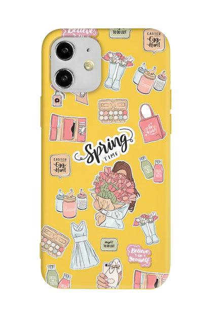 Spring Time Lansman Model İçi Kadife Silikon Telefon Kılıfı