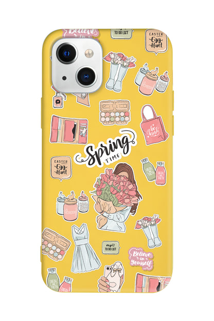 Spring Time Lansman Model İçi Kadife Silikon Telefon Kılıfı