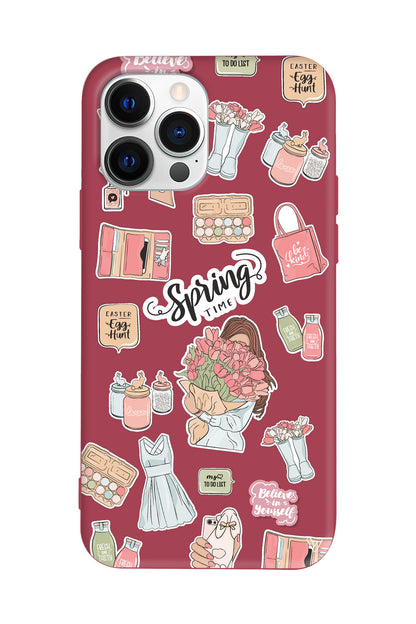 Spring Time Lansman Model İçi Kadife Silikon Telefon Kılıfı