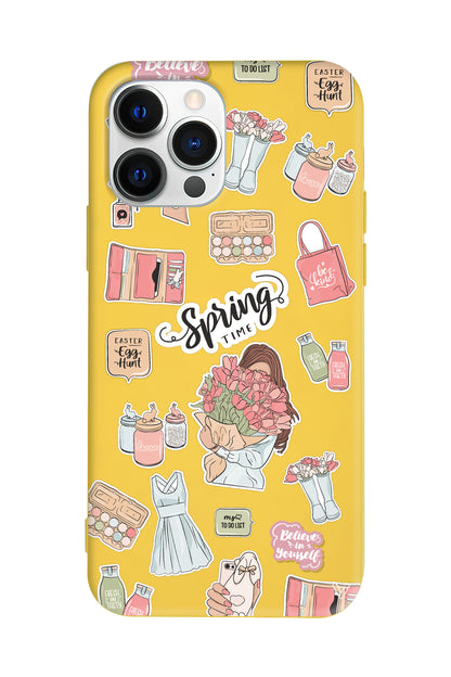 Spring Time Lansman Model İçi Kadife Silikon Telefon Kılıfı