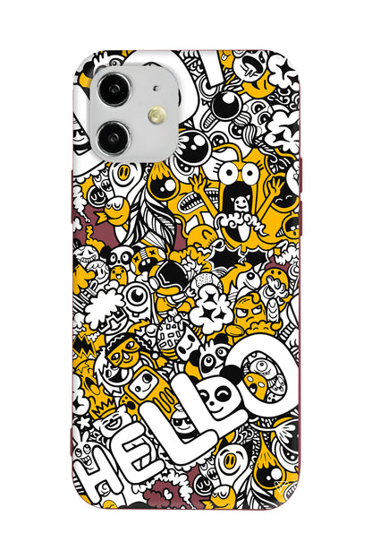 Doodle Hello Lansman Model İçi Kadife Silikon Telefon Kılıfı