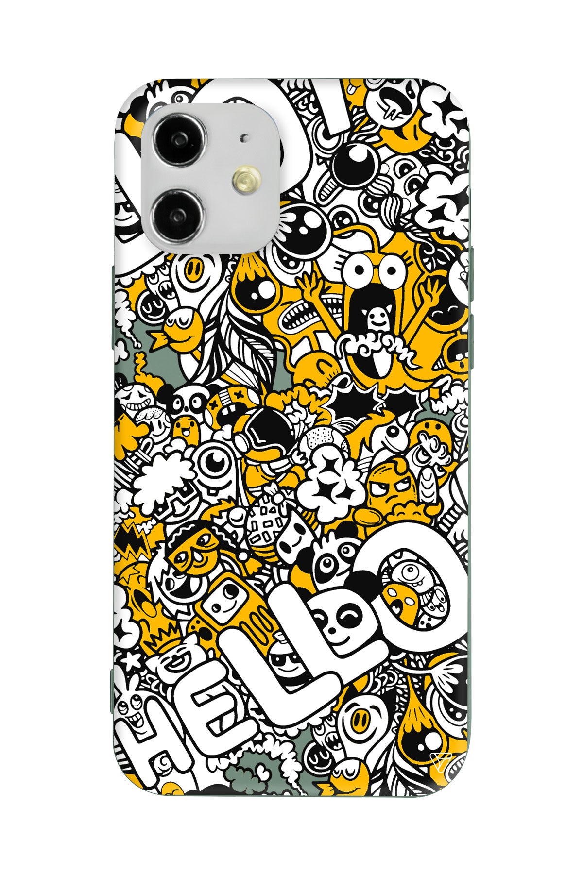 Doodle Hello Lansman Model İçi Kadife Silikon Telefon Kılıfı