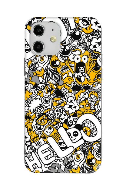 Doodle Hello Lansman Model İçi Kadife Silikon Telefon Kılıfı