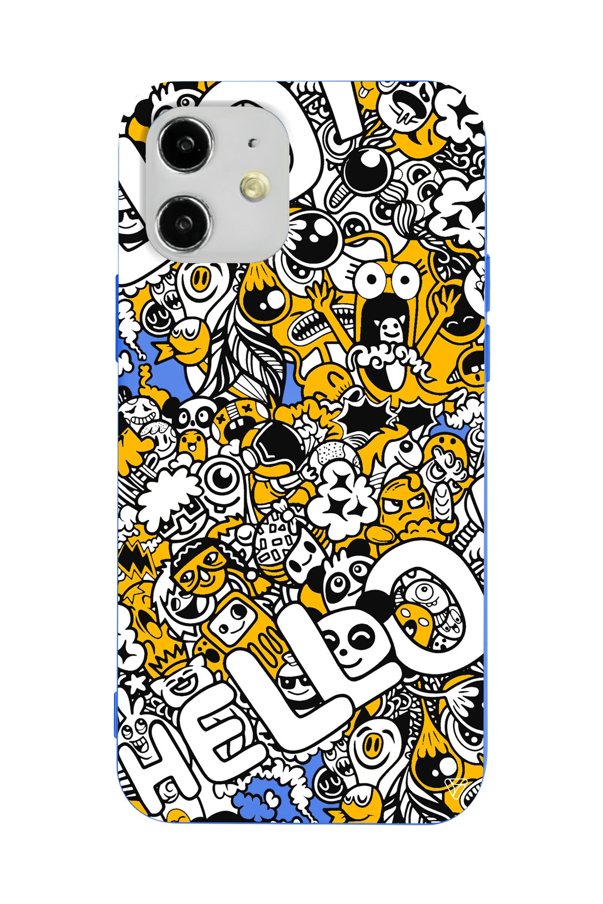 Doodle Hello Lansman Model İçi Kadife Silikon Telefon Kılıfı