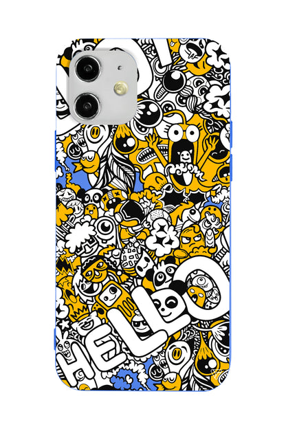 Doodle Hello Lansman Model İçi Kadife Silikon Telefon Kılıfı