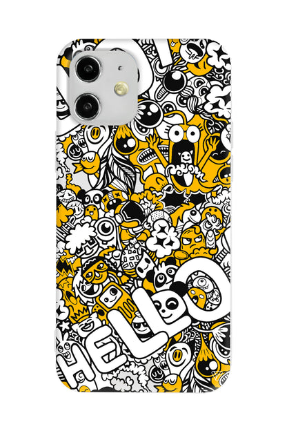 Doodle Hello Lansman Model İçi Kadife Silikon Telefon Kılıfı