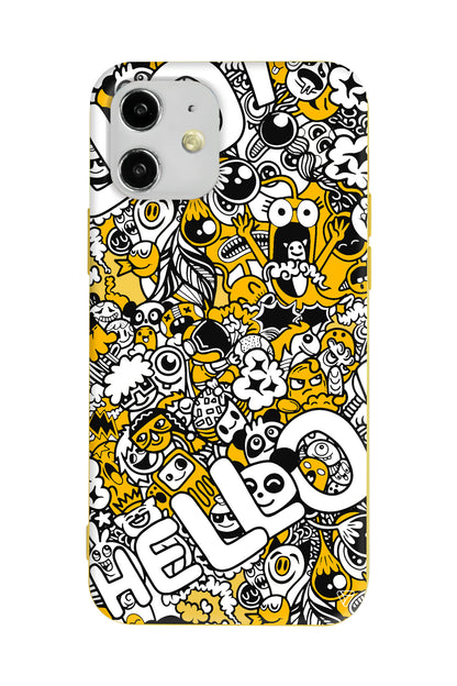 Doodle Hello Lansman Model İçi Kadife Silikon Telefon Kılıfı