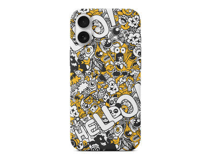 Doodle Hello Lansman Model İçi Kadife Silikon Telefon Kılıfı