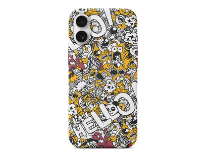 Doodle Hello Lansman Model İçi Kadife Silikon Telefon Kılıfı