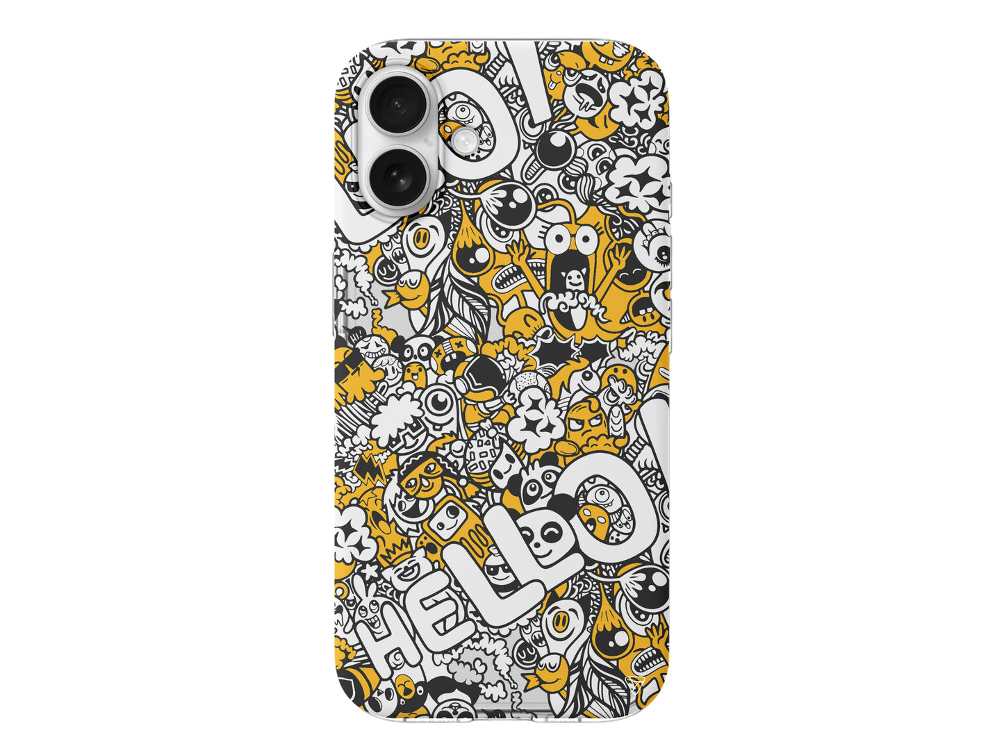 Doodle Hello Lansman Model İçi Kadife Silikon Telefon Kılıfı – Plus Serisine Özel