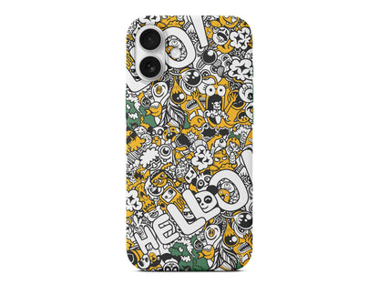 Doodle Hello Lansman Model İçi Kadife Silikon Telefon Kılıfı