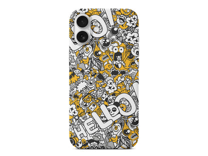 Doodle Hello Lansman Model İçi Kadife Silikon Telefon Kılıfı