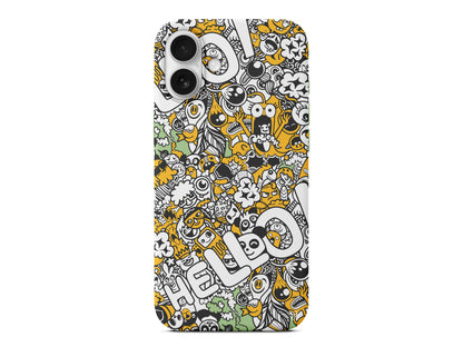 Doodle Hello Lansman Model İçi Kadife Silikon Telefon Kılıfı – Plus Serisine Özel