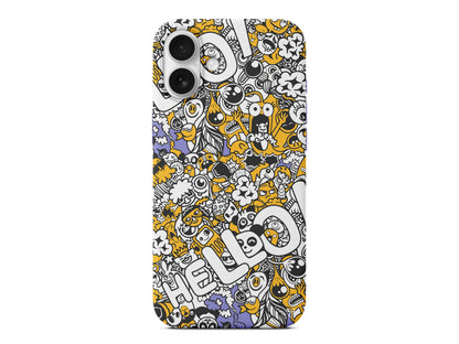 Doodle Hello Lansman Model İçi Kadife Silikon Telefon Kılıfı – Plus Serisine Özel