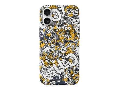 Doodle Hello Lansman Model İçi Kadife Silikon Telefon Kılıfı – Plus Serisine Özel