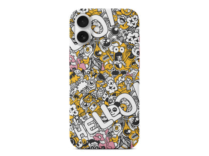 Doodle Hello Lansman Model İçi Kadife Silikon Telefon Kılıfı – Plus Serisine Özel