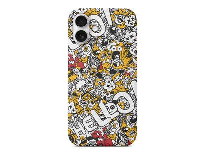 Doodle Hello Lansman Model İçi Kadife Silikon Telefon Kılıfı – Plus Serisine Özel