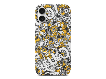 Doodle Hello Lansman Model İçi Kadife Silikon Telefon Kılıfı