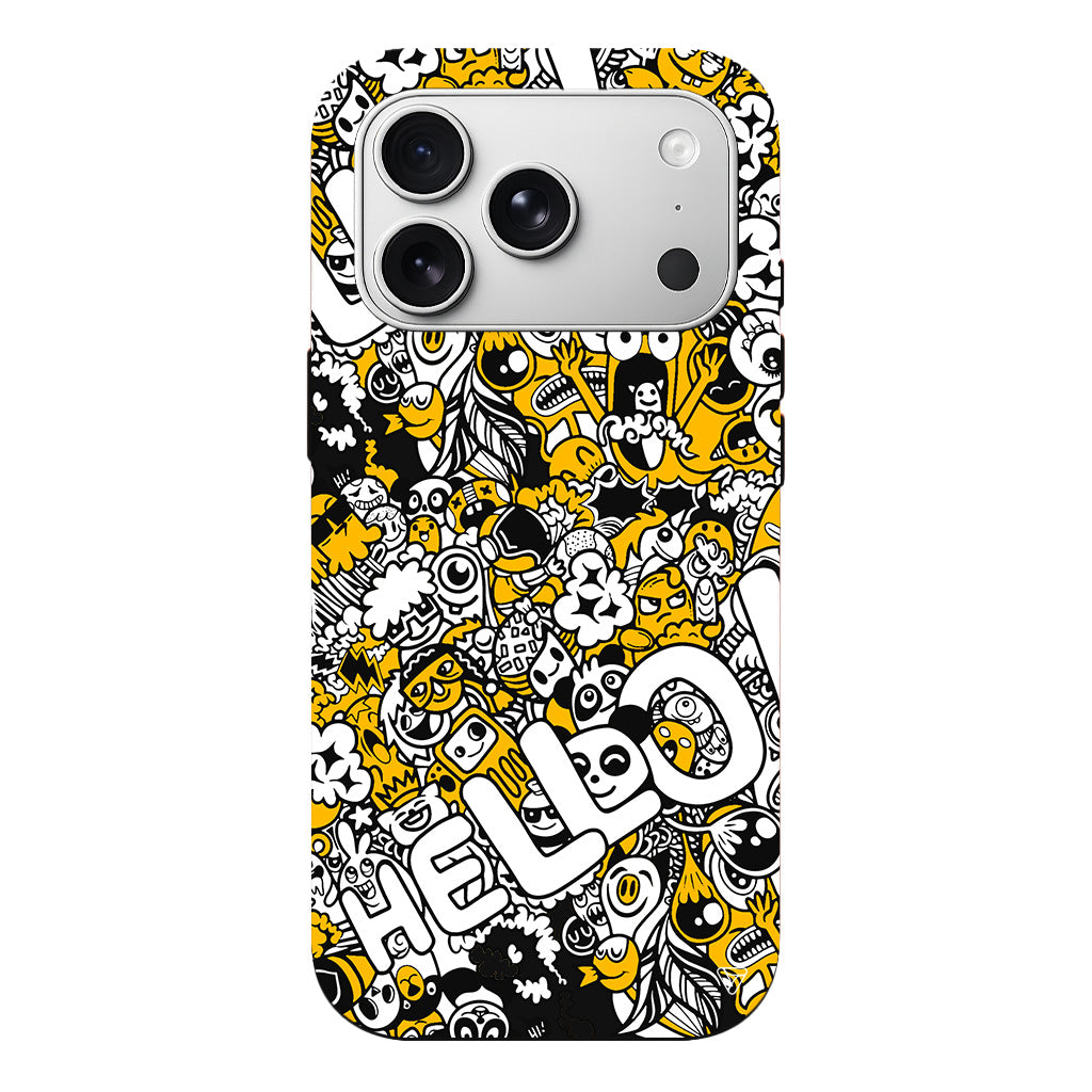 Doodle Hello Lansman Model İçi Kadife Silikon Telefon Kılıfı