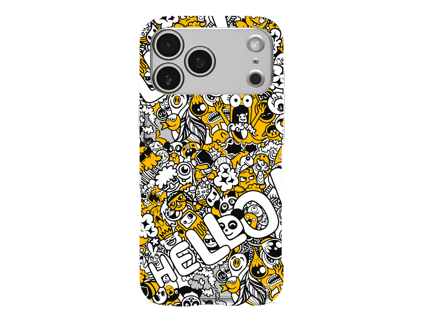 Doodle Hello Lansman Model İçi Kadife Silikon Telefon Kılıfı