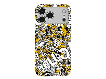 Doodle Hello Lansman Model İçi Kadife Silikon Telefon Kılıfı