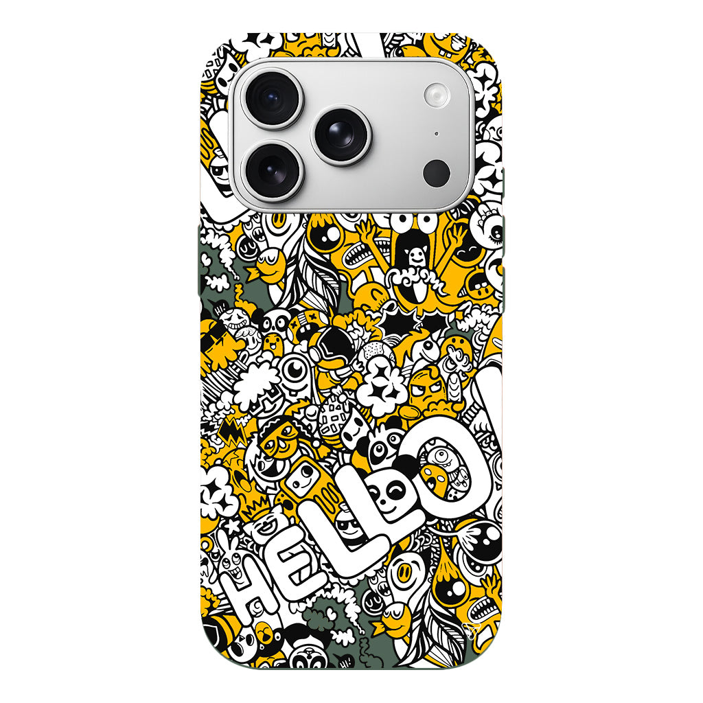 Doodle Hello Lansman Model İçi Kadife Silikon Telefon Kılıfı