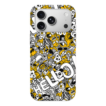 Doodle Hello Lansman Model İçi Kadife Silikon Telefon Kılıfı